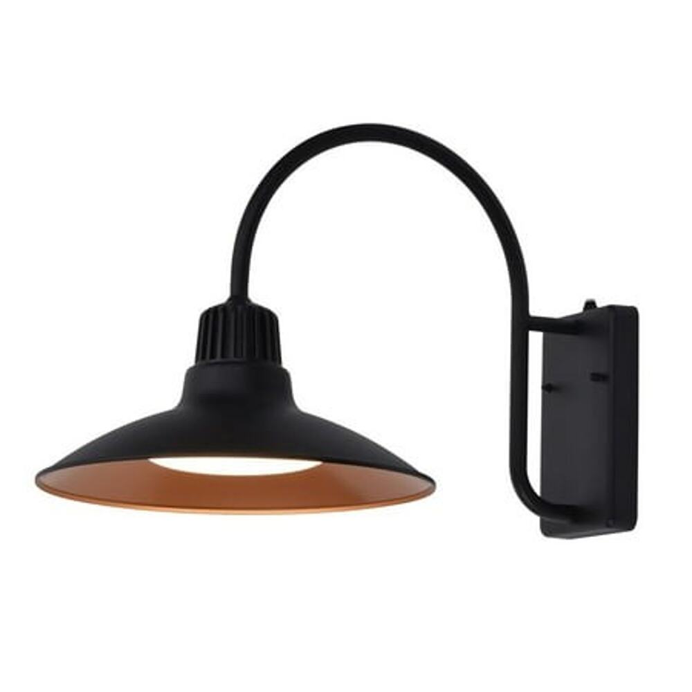 Lutec 12" Barnlight Outdoor Wall Light black/copper, Dusk to dawn